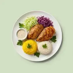 Large chicken and rice steak meal