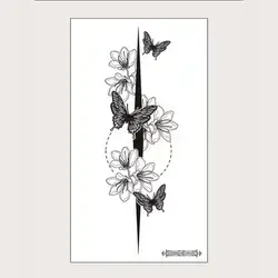 1sheet Butterfly & Floral Pattern Waterproof Tattoo Sticker