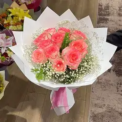 Bouquet of 10 Pink Roses