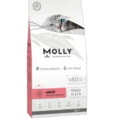 Molly شعر لامع - بالسلمون و روبیان 2Kg