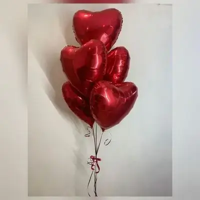 Red Heart Helium Balloon Group – 5 Balloons