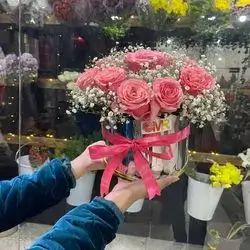 Basket Of Pink Rose