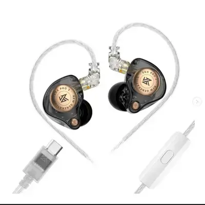 KZ EDX Pro 2 IEM with Mic Earphones with 10mm Dynamic Drive Cable with Type C Plug (Black)