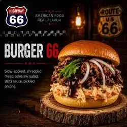 Highway 66 Pulled Beef Burger