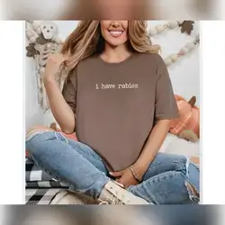 SHEIN Letter Printed Oversized Round Neck T-Shirt - Large