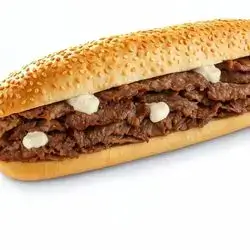 Beef shawarma in a French bun