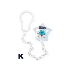 Star Chain Pacifier Holder with Plastic Clip - White