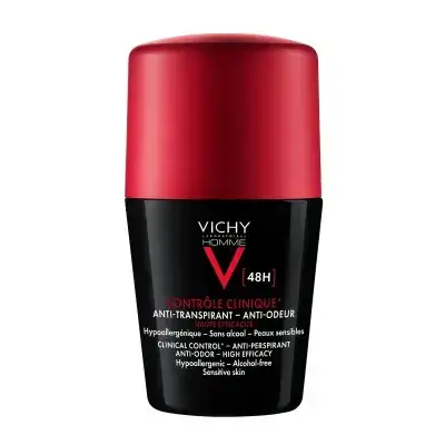 Vichy Homme Clinical Control 96HR Protection Anti-Perspirant Roll-on Deodorant 50mL//فيشي مزيل العرق الزائد بقوة مضاعفة لمدة 96 ساعة
