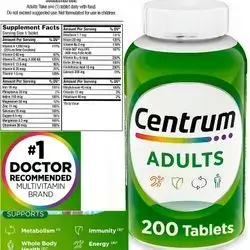 Centrum One a Day Adult Multivitamin / Multimineral Supplement, Zinc, Vitamin D3, B  complex Vitamins, B12, folate, b6, vitamin E, chromium, magnesium, Biotin, 200 Count Multivitamin 