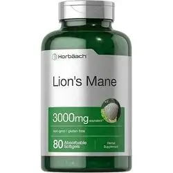 Horbäach Lions Mane Mushroom Extract | 4200mg | 80 Capsules | Vegetarian, Non-GMO, Gluten Free Supplement