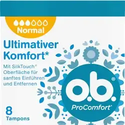 O.B. Tampoon Pro Comfort Normal 8pcs//سدادات قطنية نسائية عادية مريحة من OB، 8 قطع