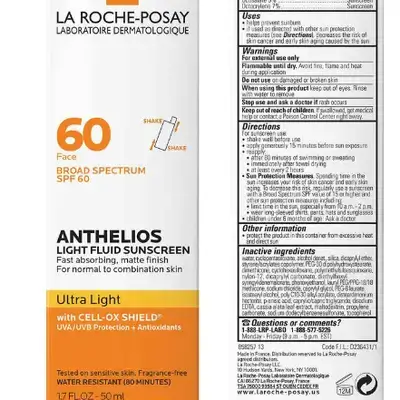 LA ROCHE_ POSAY La Roche Posay Anthelios Ultra Light Fluid Facial Sunscreen Spf 60