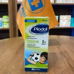 piodol paracetamol 250mg/5ml children +6 years strawberry flavour fast pain relief , reduces fever 100ml