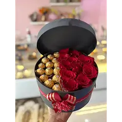 Box Of Natural Flowers And Chocolate