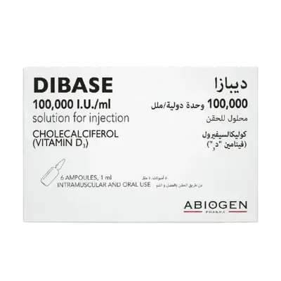 DIBASE (Vitamin D3 100,000 IU/ml) for Intramuscular and Oral Use 6 Ampoules _ ABIOGEN