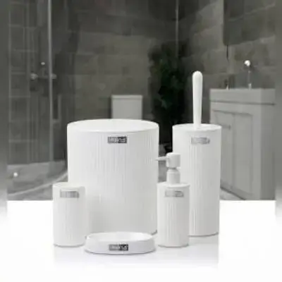 Mina 5 Pcs Bathroom Set / White