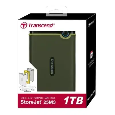 Transcend StoreJet 25M3 1TB Portable External Hard Drive – Iron Gray
