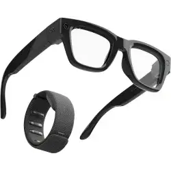 Meta - Ray-Ban Display & Neural Band | AI glasses with in-lens display - Shiny frame, large - band size 1 - Black