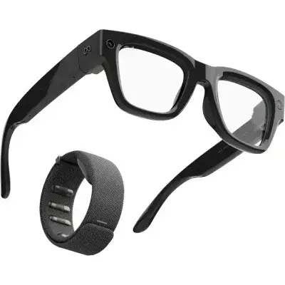 Meta - Ray-Ban Display & Neural Band | AI glasses with in-lens display - Shiny frame, large - band size 1 - Black