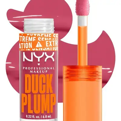 NYX PROFESSIONAL MAKEUP Duck Plump High Pigment Lip Gloss, Lip Plumper Gloss with Spicy Ginger - Strike A Rose
