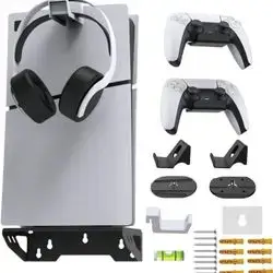 DOBE TP5-3502 Wall Mount Holder for Sony PS5 / Slim Console Bracket Set Controller Headset Hook
