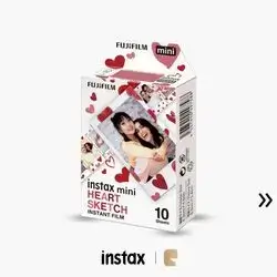 FUJIFILM Instax Mini Heart Sketch Instant Film Sheets 10Pcs (10x1) for Mini Cameras