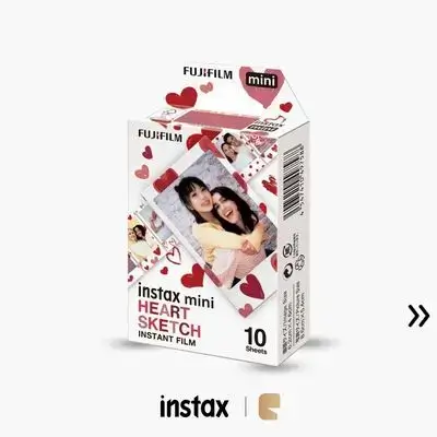 FUJIFILM Instax Mini Heart Sketch Instant Film Sheets 10Pcs (10x1) for Mini Cameras