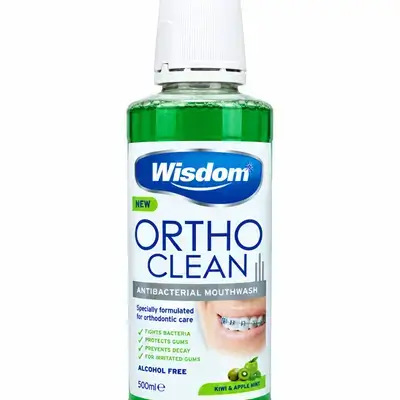Wisdom ortho clean antibacterial mouthwash 500ml