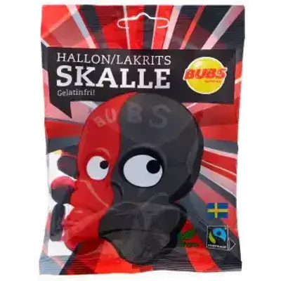 BUBS Raspberry & Liquorice Skull 90g – Sweden’s Iconic Candy