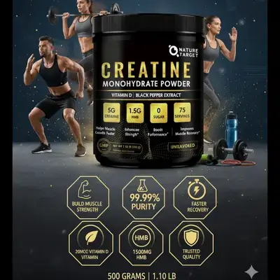 Micronized Creatine Monohydrate with 1500mg HMB, for Women and Men, 500 Grams, build muscle, recovery, strength boost