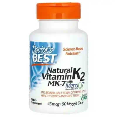 DOCTORS BEST NATURAL VITAMIN K2 WITH MK-7 45MCG 60 CAPSULES