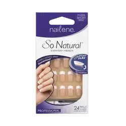 So Natural Everyday French SHORT BEIGE 24 Nails 12 Sizes 71001 _ nailene