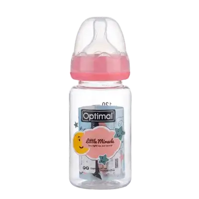 Glass Feeding Bottle 120ml Pink Color OPB-1097 _ Optimal
