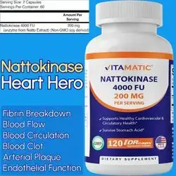 Nattokinase, 4000 FU, Delayed Released Capsule, Survives Stomach Acids, Gluten Free, Fibrinolytic Enzyme, 120 Capsules Nattokinase
