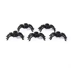 2cm Scary Plastic Spiders Joke Toys for Halloween - 5 PCS