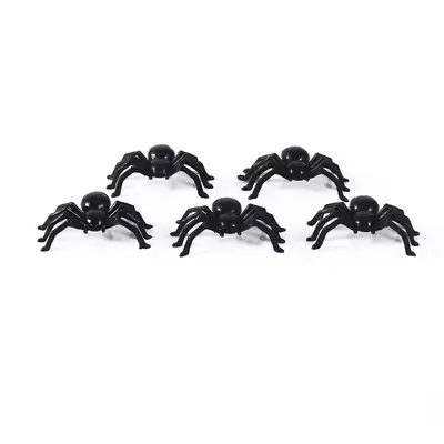 2cm Scary Plastic Spiders Joke Toys for Halloween - 5 PCS