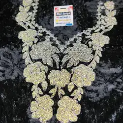Fabric Type Velvet Lace Pattern Filled With Crystals