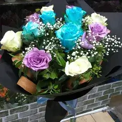 Bouquet Flowers- Blue&Dusty Purple