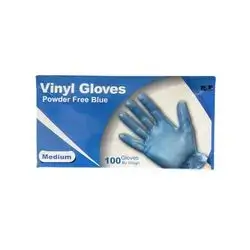 vinyl gloves powder free blue size medium 100 gloves