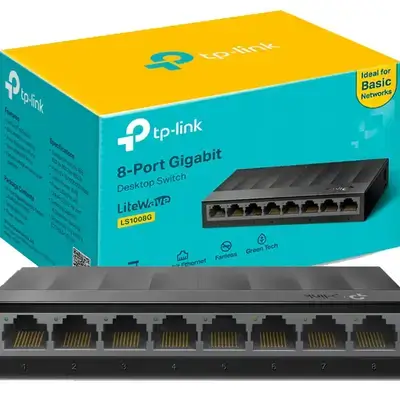 TP-Link Litewave 8 Port Gigabit Ethernet Switch | Desktop Ethernet Splitter | Plastic Case | Unshielded Network Switch | Plug & Play | Fanless Quiet | Unmanaged (LS1008G)