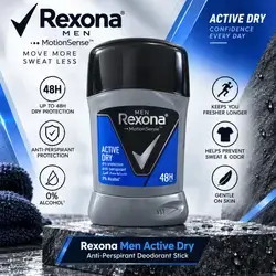Rexona Men MotionSense™ Active Dry Anti-Perspirant Deodorant Stick — 48H Dry Protection, 0% Alcohol