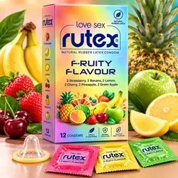 Rutex Love Sex F-Ruity Flavour Natural Rubber Latex Condoms — 12 Condoms