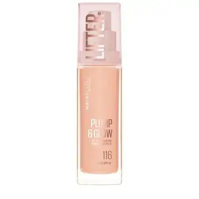 Maybelline New York Lifter Foundation, Liquid Makeup for Radiant Complexion with Hyaluronic and Niacinamide, Plumps & Moisturises, No. 116, 30 ml