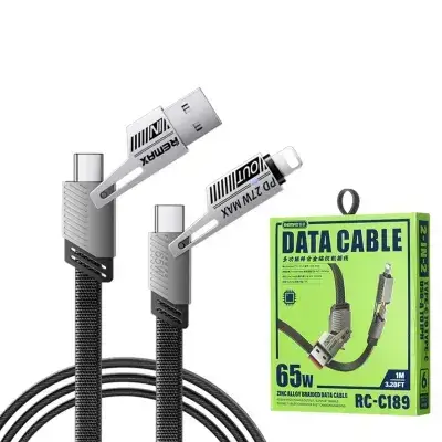 REMAX RC-C189 65W 4-in-1 Fast Charging Cable - USB/Type-C to Lightning/Type-C