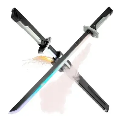 Futuristic Cyberpunk LED Sparkle Toy Sword - Black & Gray (Model 988E)