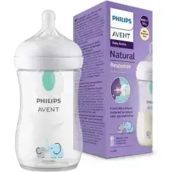 Avent Natural Response 3.0 Anti-Colic Baby Bottle Elephant Design From 1 Month - 260ml