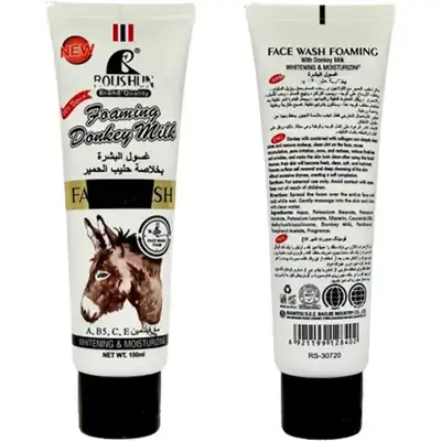 ROUSHUN Foaming Donkey Milk Face Wash 100ml--غسول الوجه الرغوي بحليب الحمار من روشون، 100 مل