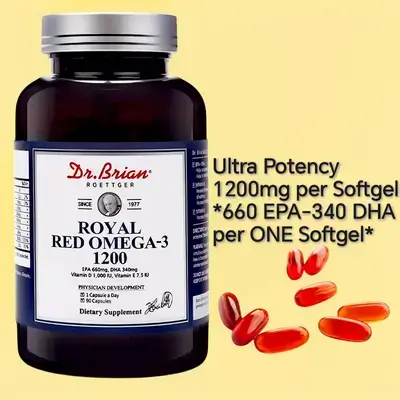 Royal Red Omega 3, 1200mg, fish oil omega 3 , 660mg EPA and 340mg DHA per Capsule, 90 Softgels, with Vitamin D and E, omega3