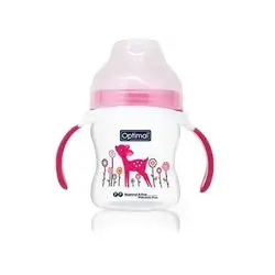 Breast-Like Extra Wide Neck Feeding Bottle 150ml (+0) with Handle - Pink
