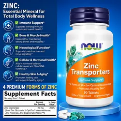 Now Supplements Zinc, Zinc Complex, healthy skin, optimal immunity, protein & carbohydrate metabolism, hormone balance, hair growth, 4 forms of zinc, 90 Tablets zinc complex